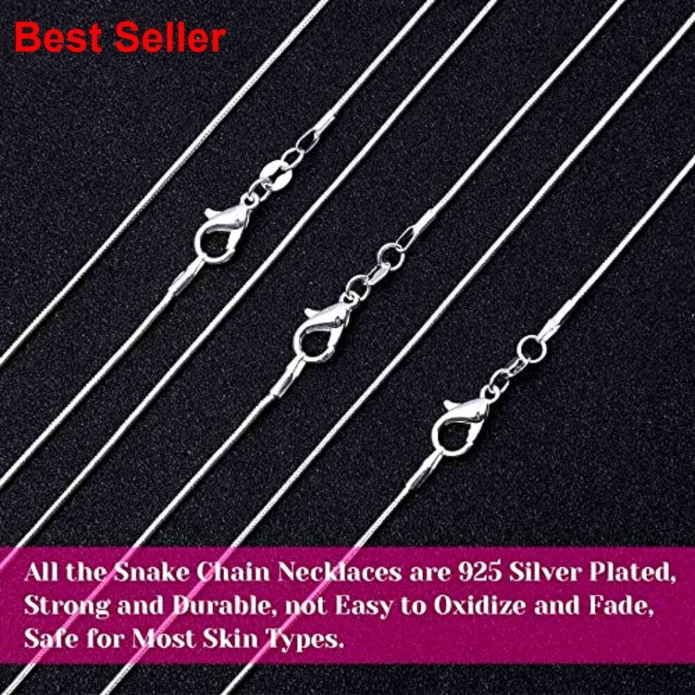 Silver Plated Snake Chain Necklace Bulk 30 Pack Jewelry Making - Picture 3 of 7
